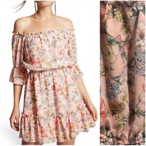 Forever 21 Pink Floral Off the Shoulder Dress - Size Medium